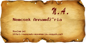 Nemcsek Annamária névjegykártya